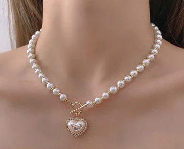 Heart-Shaped Faux Pearl Beads Necklace