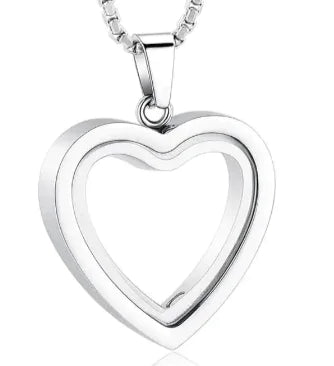 Heart Shape Glass Pendant Necklace